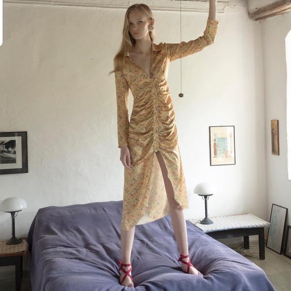 STEFANIA VAIDANI FLORAL MIDI DRESS YELLOW - Picture 4 of 8